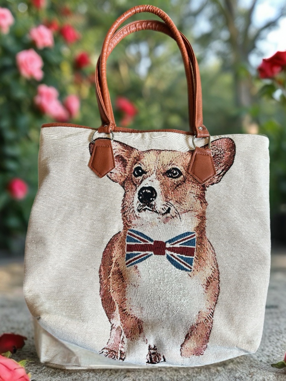 Adorable Corgi  On Zippered Tote Bag - Picture 3 of 11